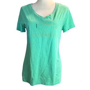 Patagonia Women's Live Simply Guitar V-Neck Tee, Mint Green, Size Medium